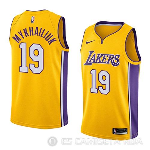 Camiseta Sviatoslav Mykhailiuk #19 Los Angeles Lakers Icon 2018 Amarillo - Haga un click en la imagen para cerrar